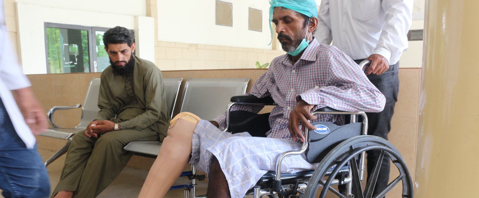 A patient fitted with artificial limb by Healthcare and Social Welfare Association, Karachi