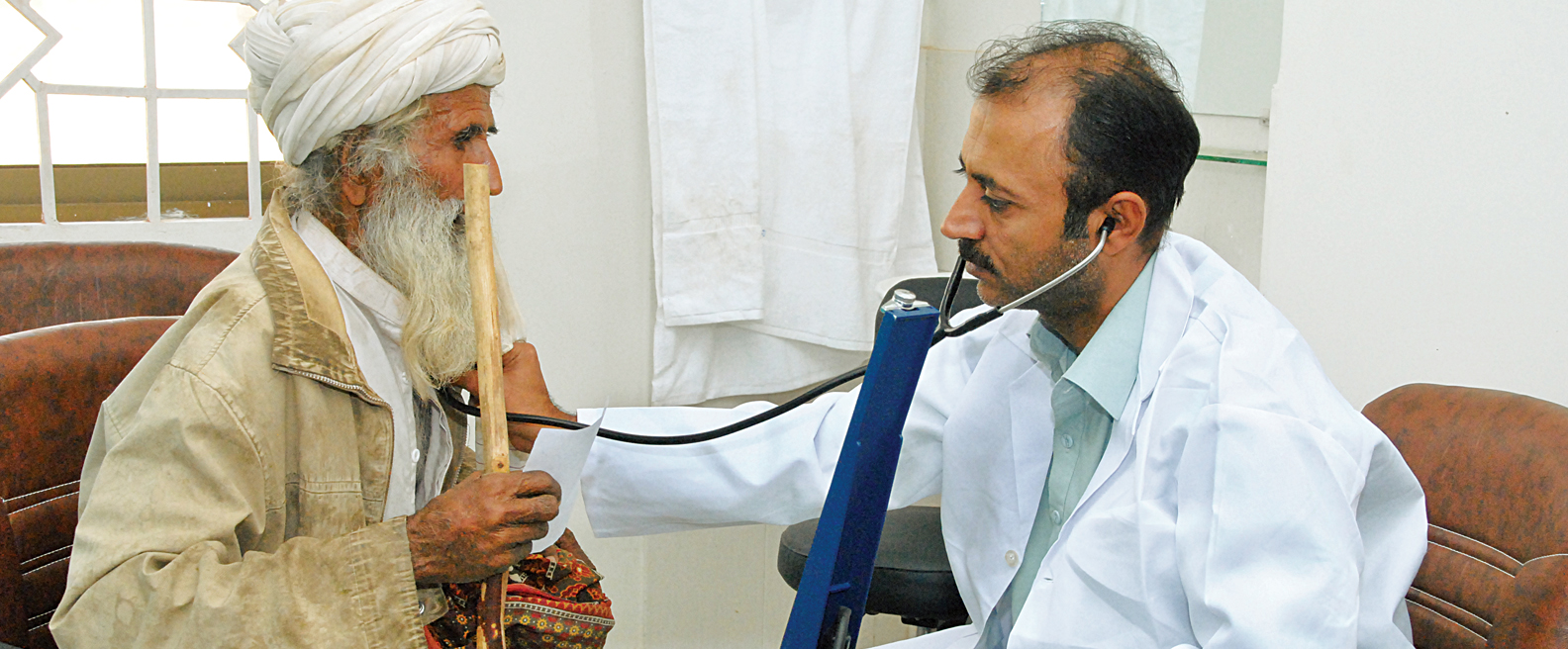 A patient being examined at Public Welfare Hospital Sui Balochistan