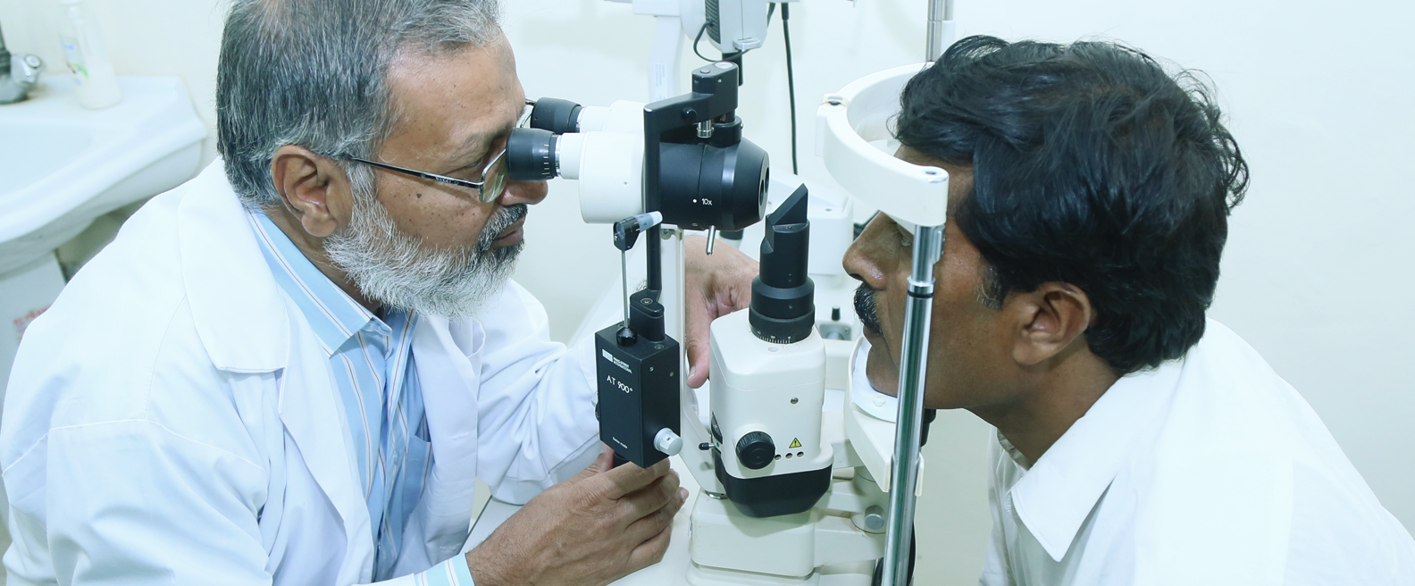 Eye testing being carried out during surgical eye camp at Adhi Punjab