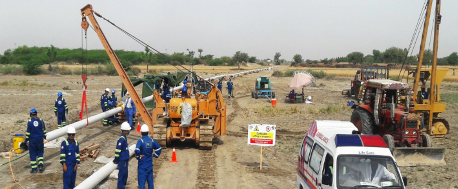 Construction in progress for feeder line of Nasar X-1 Gambat South Block Sindh