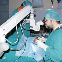 On-site cataract surgery being performed at Pakistan Petroleum Limited free-of-cost surgical eye camps for local communities near its Adhi Field in Punjab